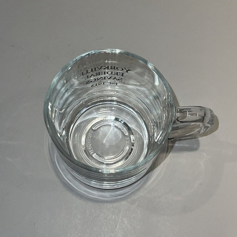 Valhalla‎ Railroad Station Yorkville Federal Savings Bank Clear Glass Mug EUC - Picture 7 of 9